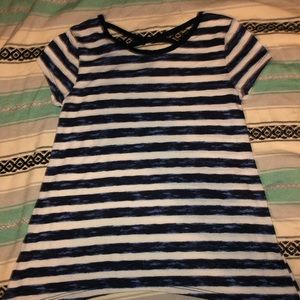 Justice Blue Tie Dye Striped Cross Back Tee Shirt